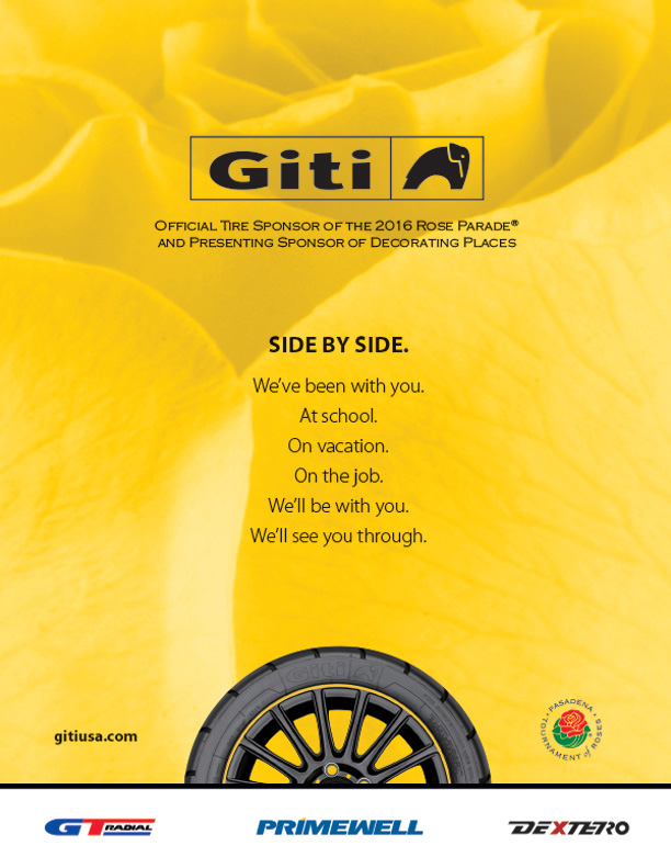 Official Tire Sponsor 2016 Rose Parade